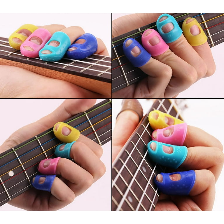4Pcs/Pair Elastic Silicone Guitar Finger Guards Fingertip Protectors for  Guitar Ukulele Beginner Other Strings Random Color