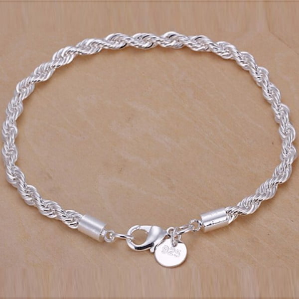 Clearance!Sterling Silver Bracelet Plated Twist-linked Bracelet Chain Cuff Bangle Lady Hand Accessories