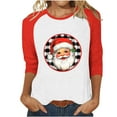 thumbnail image 2 of HOMBOM Womens Christmas Shirts Crewneck Funny Pullover Red Reindeer Raglan 3/4 Sleeve Tee Shirts for Female, 2 of 4