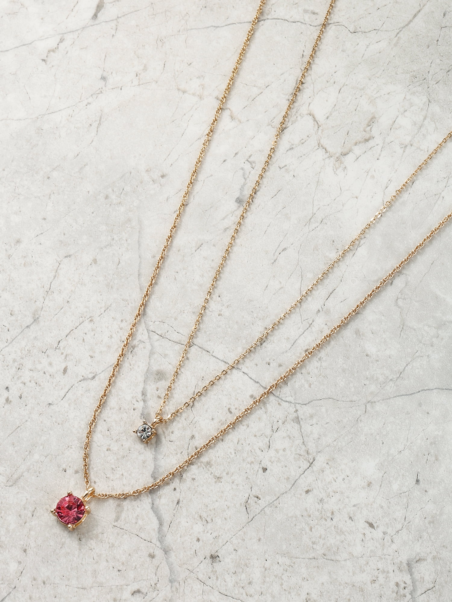 Time and Tru Goldtone Birthstone Necklace Set, October, Pink, 2 Pieces