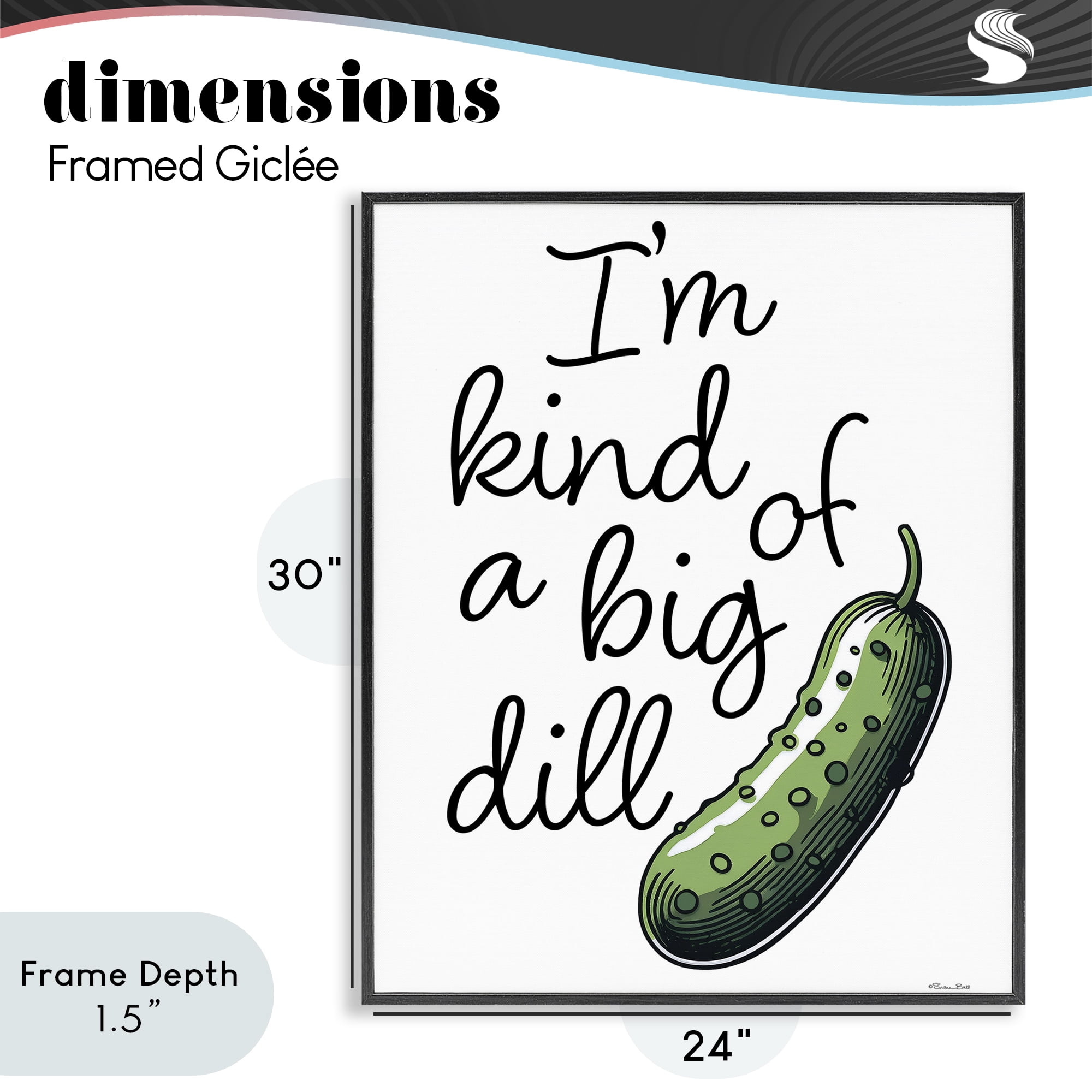 Stupell Industries Kind Of A Big Dill Pickle Black Framed Giclee Art, design by Susan Ball
