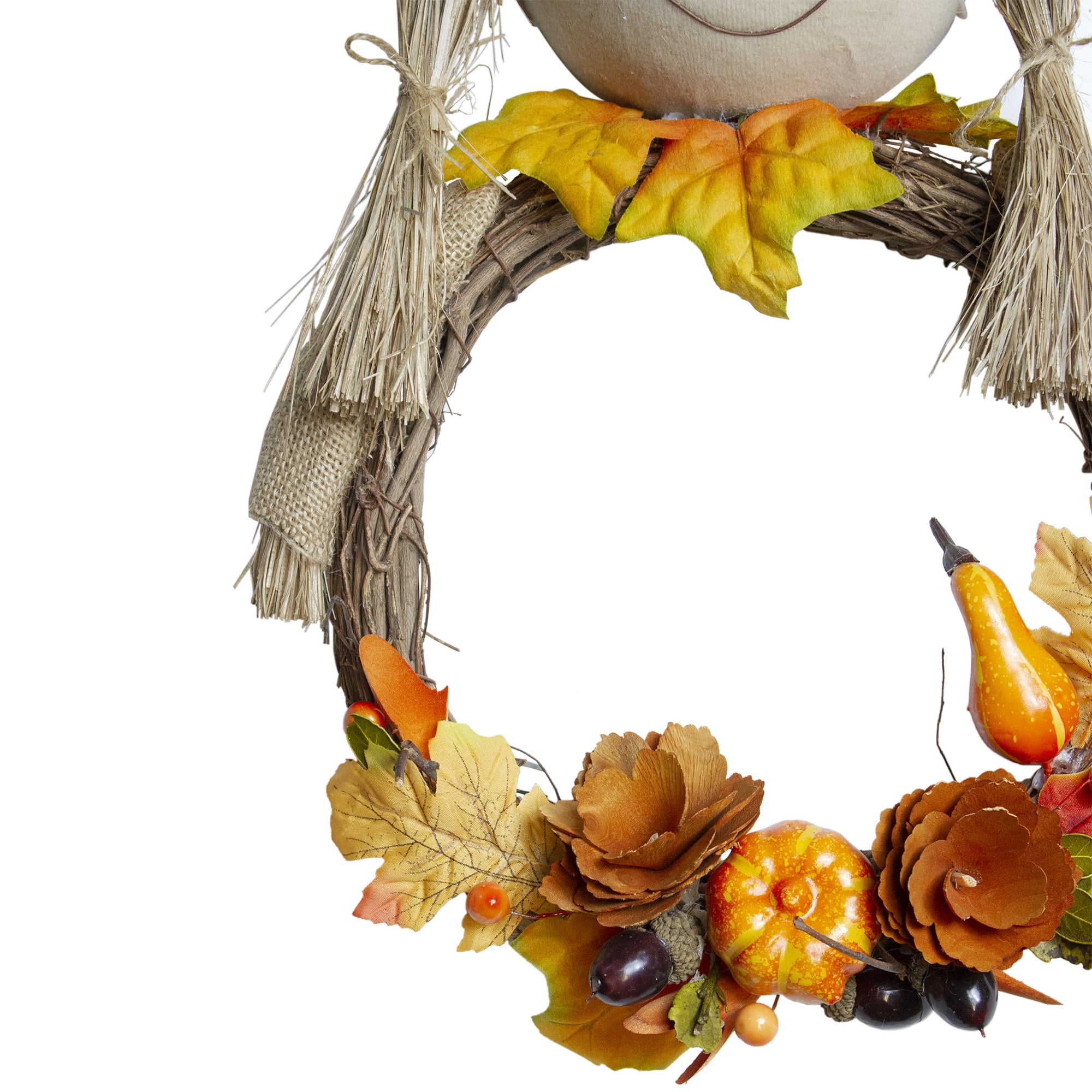 24" Yellow and Beige Fall Harvest Scarecrow Wall Decor