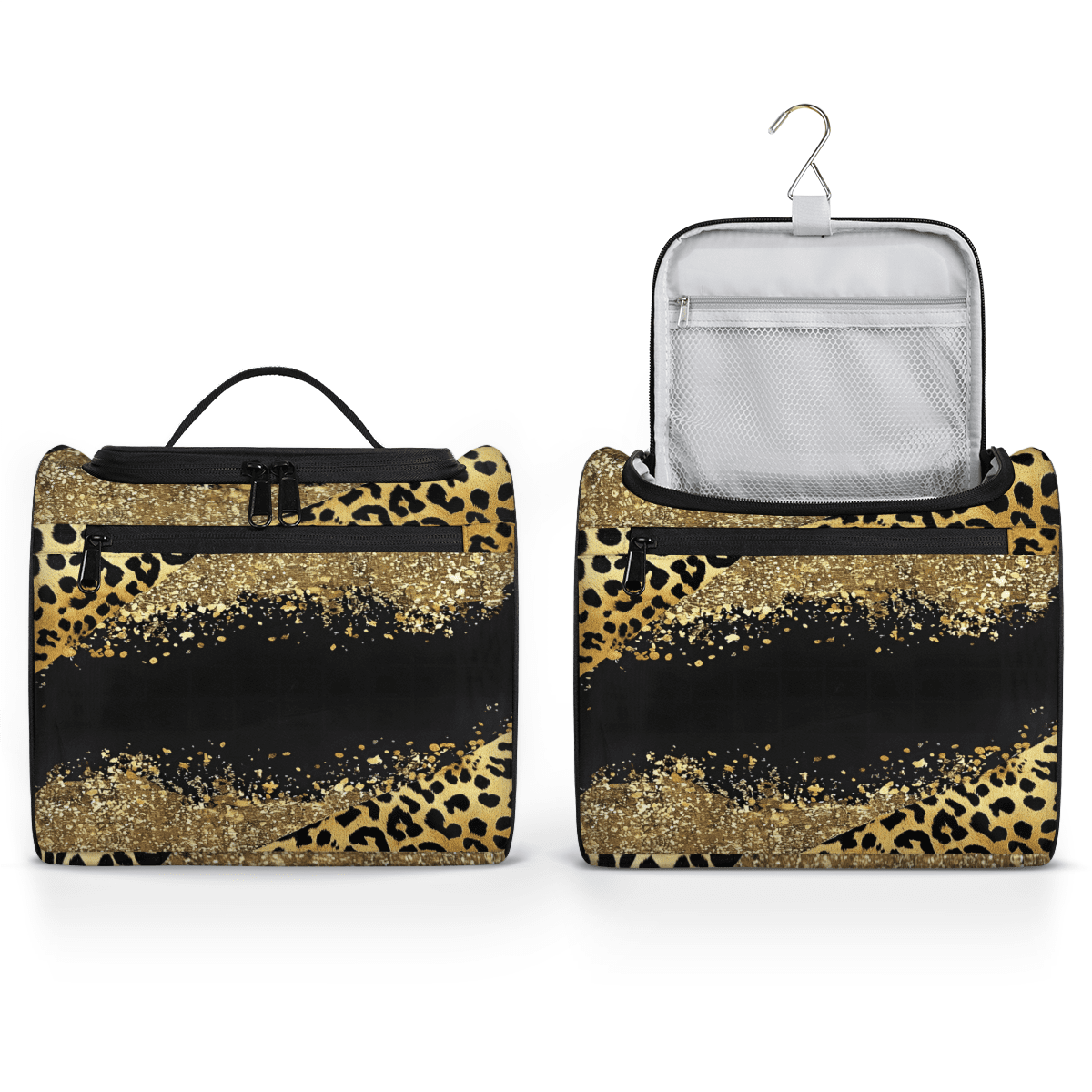Herdesigns Leopard Cheetah Toiletry Bag for Women, Travel Makeup Bag, Waterproof Hanging Cosmetic Organizer for Toiletries & Makeup Essentials