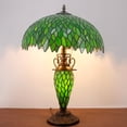 thumbnail image 2 of Tiffany Style Table Lamp W16H24 Inch Tall Green Stained Glass Wisteria Lampshade Antique Night Light Base S523  LAMPS Lover Living Room Bedroom Office Study Reading Desk Nightstand Art Gifts, 2 of 6