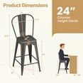 thumbnail image 3 of ELLEGNT 4 PCS 62 cm Counter Height Bar Stools – Metal Frame, Backrests & Footrests Included, Gun Metal, 3 of 10