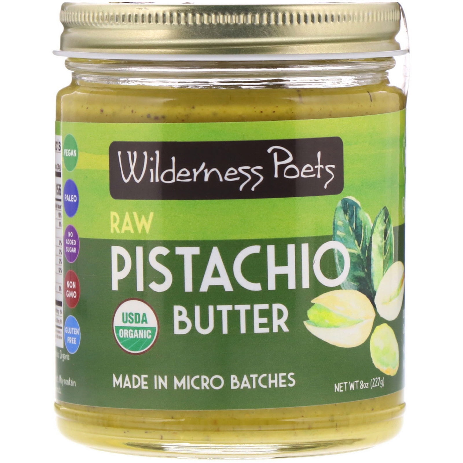 Wilderness Poets Organic Raw Pistachio Butter, 8 oz (227 g)