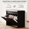 thumbnail image 5 of HOMCOM Shoe Bench with Padded Seat Cushion and Flip-Drawer, Entryway Bench Holds up to 265lb, 24.4x10.2x18.7 Inches, Black, 5 of 9