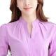 thumbnail image 2 of Blusa de gasa Nikou de manga larga con cuello alto color puro morado talla M, 2 of 12