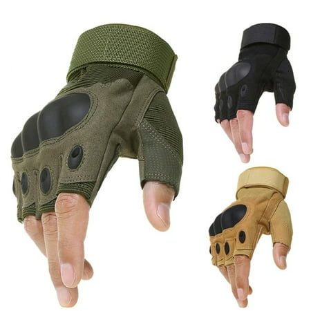 

1111Fourone 1 Pair Outdoor Gloves Breathable Comfortable Adjustable Anti-slip Half-finger Protector Mittens