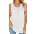 thumbnail image 2 of Mrat Built In Bra Tank Tops Fashion Women's Casual Comfortable Solid Round-Neck Sleeveless Button Tops Blouse T-Shirt Built In Bra Tank Tops for Women S-313 White XXL, 2 of 5