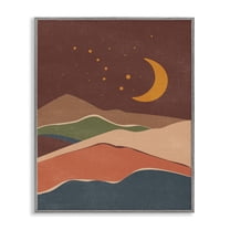 Stupell Industries Earthtone Desert Moon Landscape & Nature Painting Gray Framed Art Print Wall Art, 16 x 20