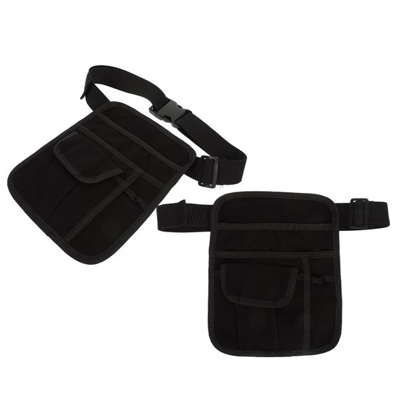 WHAMVOX 2Pcs Durable Server Waist Pouch with Adjustable Fit Multipocket Utility Pouch Black for Restaurants