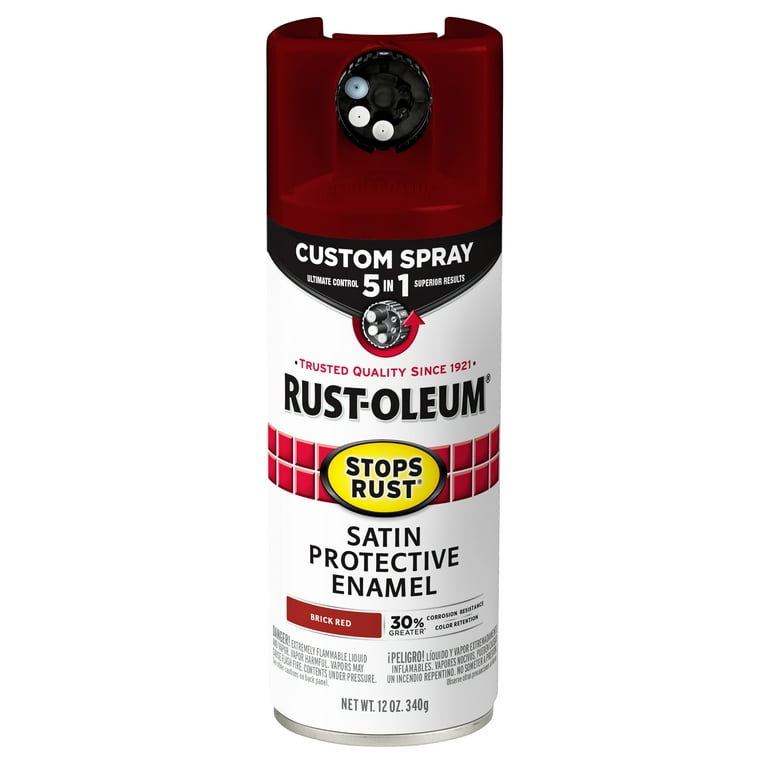 Brick Red, Rust-Oleum Stops Rust Custom Sprays 5 in 1 Satin