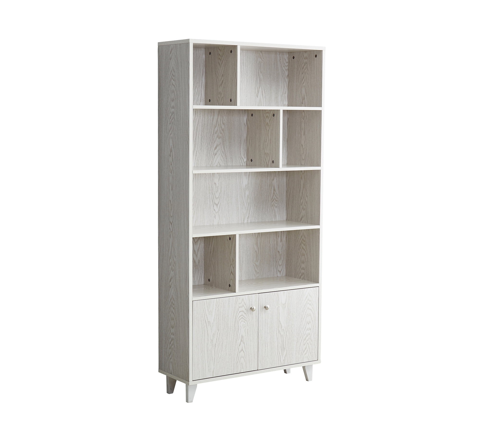 Private Jungle Modern Bookcase with 2 Doors 68" Tall Storage Wooden Bookshelf with 7 Compartments for Home Office,White Private Jungle Modern Bookcase with 2 Doors 68" Tall Storage Wooden Bookshelf with 7 Compartments for Home Office,White
