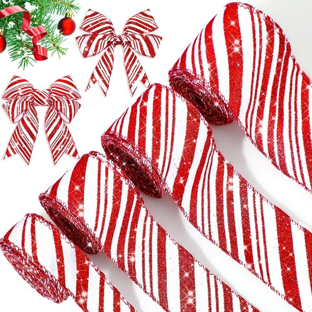 Cinta decorativa amarilla con purpurina roja y blanca de 24 yardas