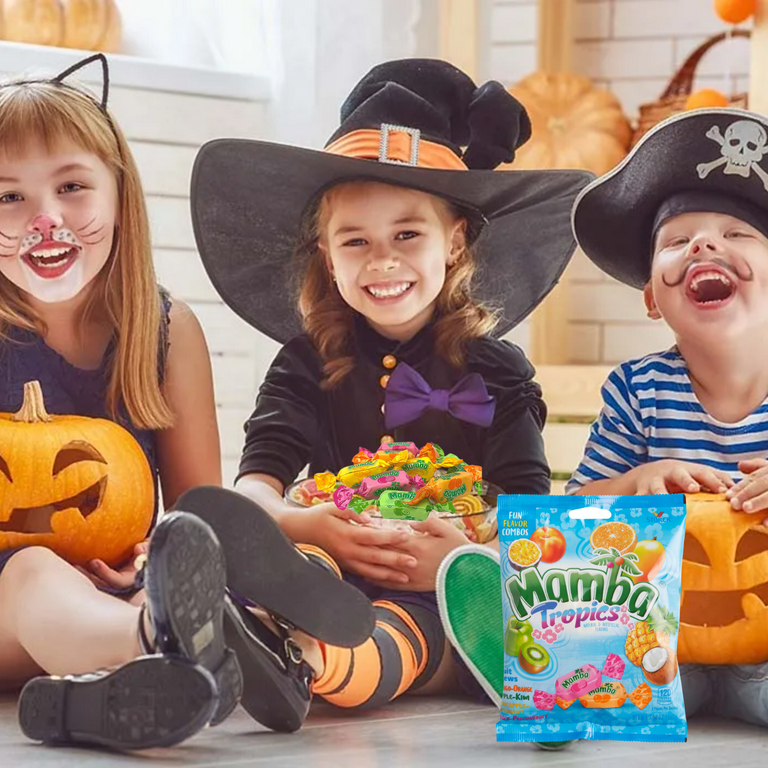 Mamba Tropics Fruit Chews Candy Assorted Flavor, 3.52oz Set of 3