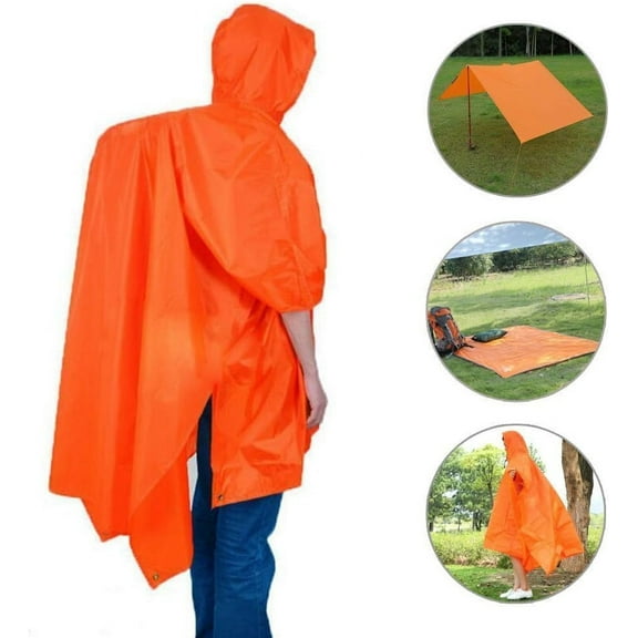 LINLIN Rain Poncho, Multifunctional Backpack Cover Tarp Waterproof Raincoat with Hoods for Outdoor Sport