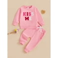 thumbnail image 4 of Toddler Baby Girl Valentines Day Outfit Letter Embroidery Long Sleeve Sweatshirt Tops Long Pants Spring Fall Clothes, 4 of 8