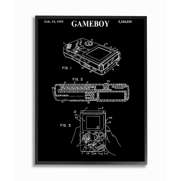 Tvunget Mexico udpege Stupell Industries Patent Gameboy Game Chart Black And White Design Framed  Giclee Texturized Art by Daniel Sproul - Walmart.com