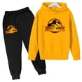 thumbnail image 2 of Ropa para niños de 3 a 12 años, estampado de dinosaurios de película, sudadera con capucha y pantalones de moda para niños y niñas, conjunto deportivo informal encantador de 2 piezas para correr, 2 of 5