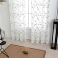 thumbnail image 7 of Sheer Curtains, Leaf Embroidery Sheer Window Curtains Faux Linen Textured Solid Grommet Voile Curtains for Living Room Bedroom, 52 x 54"Inch, Gray Embroidered,2 Panels, 7 of 7
