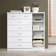 thumbnail image 3 of Hodedah 7-Drawer Chest with Locks on 2-Top Drawers Plus 1-Door 3-Shelves - White, 3 of 5
