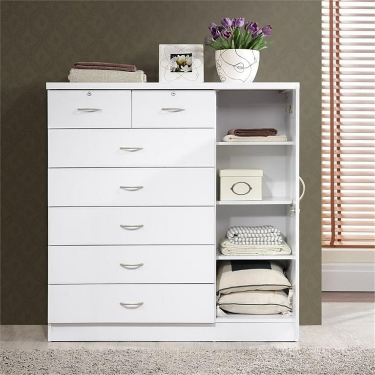 Hodedah Tall Bedroom Dresser, 7-Drawer Chest with Locks, 1-Door 3