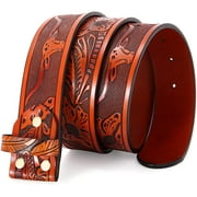 NELBONS STARBRILLIANT Classic Western Bull Head Design Leather Snap On Belt Mens Womens-NO BUCKLE