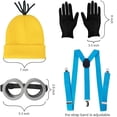 thumbnail image 3 of Conjunto de ropa de Minions para adultos: gorro amarillo, gafas, guantes y tirantes | Accesorios divertidos para disfraz de Minion para Halloween, 3 of 5