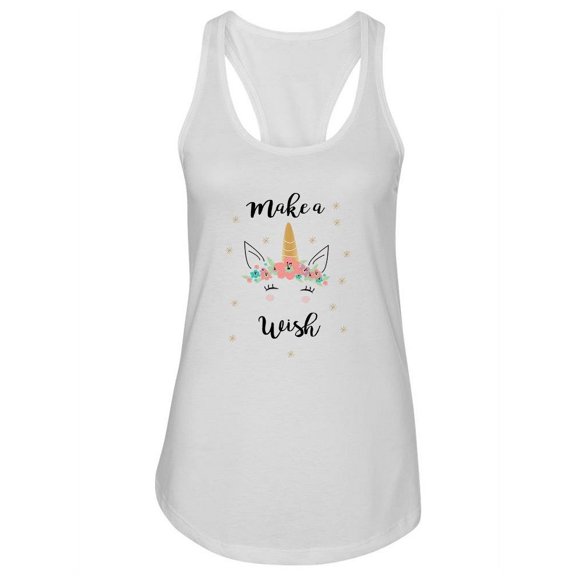 Make A Wish Cute Unicorn Design Tank Women -Image by Shutterstock, Female Medium