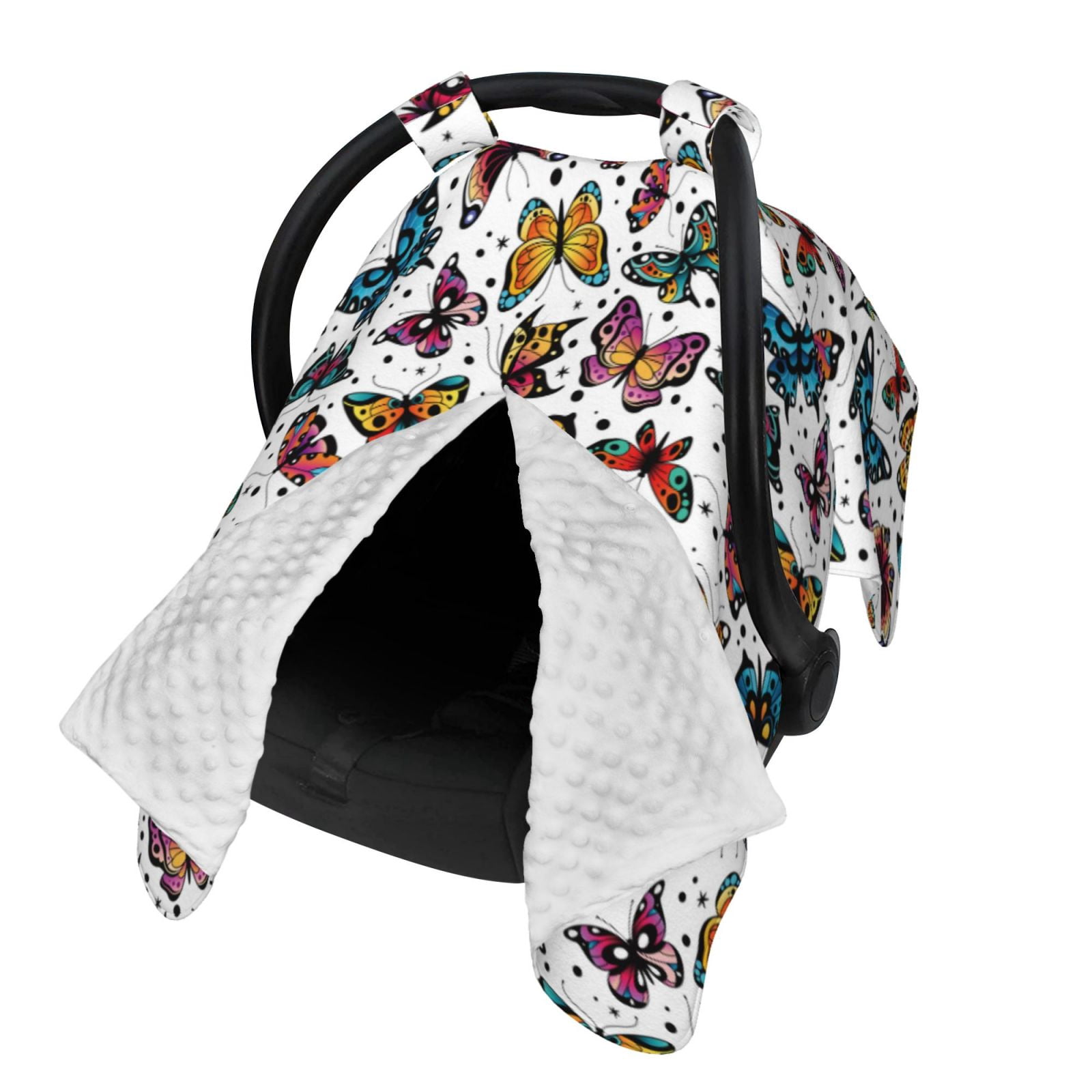 Naloa Cute Butterfly Baby Car Seat Cover, Breathable Baby Carrier Cover, Multiuse Baby Carrier Cover & Nursing Breastfeeding Cover