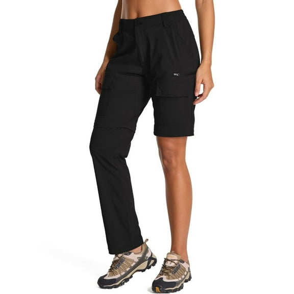 FEN AI Zip Off Cargo Pants Women Convertible to Shorts for Summer Hiking Fishing Travel Pant Utility Trousers for Outdoor Work Safari Camping Black