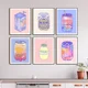thumbnail image 4 of Póster con impresión en HD de latas de leche de plátano y sudor de coral, arte de pared de melocotón, pintura en lienzo, latas de dibujos animados, decoración del hogar de la sala de té real, 4 of 5