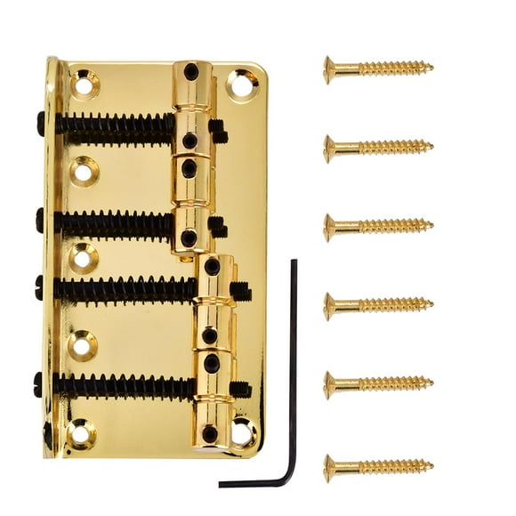 Professional Metal Four string Bass Bridge for 4 string Electric Bass Guitar (Golden)
