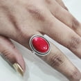 thumbnail image 3 of Natural Red Coral Ring, Woman's Coral Ring, Coral April Birthstone, Simple Band, 925 Sterling Silver, Womens Ring, Christmas, Thanksgiving, Handmade, Statement Jewelry, Natural Gemstone Ring, 3 of 6