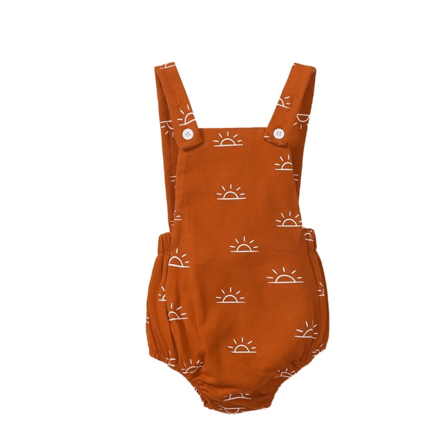 Faithtur Babies Romper, Sun Printed Pattern Sleeveless Square Collar One-piece