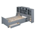 thumbnail image 6 of Twin Size Wood Platform Bed with Vertical All-in-One Cabinet and 4 Drawers on Each Side, Gray, 6 of 9