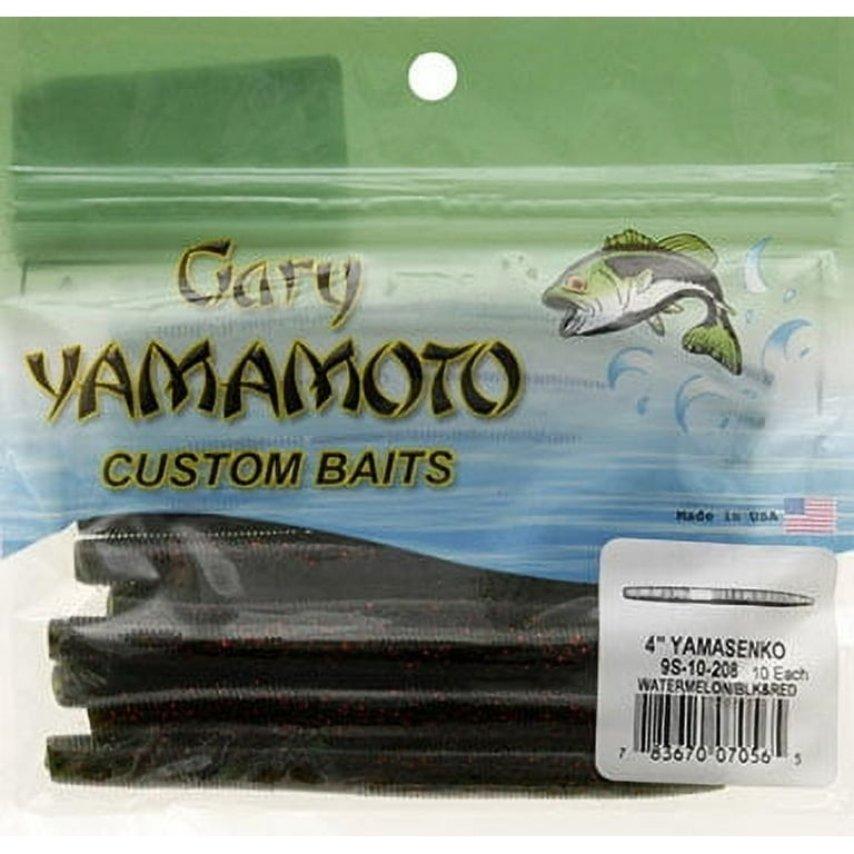 Gary Yamamoto Custom Baits, Watermelon/Black & Red 4'' Senko, 10pk