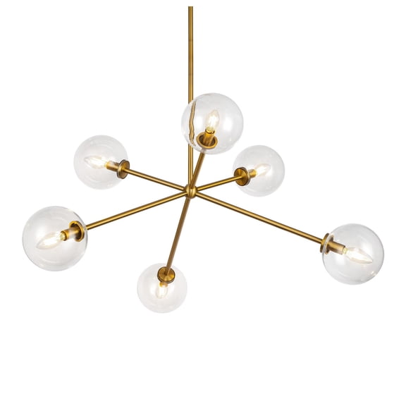 Alora Lighting Ch549640 Cassia 6 Light 40" Wide Sputnik Chandelier - Aged Brass / Clear
