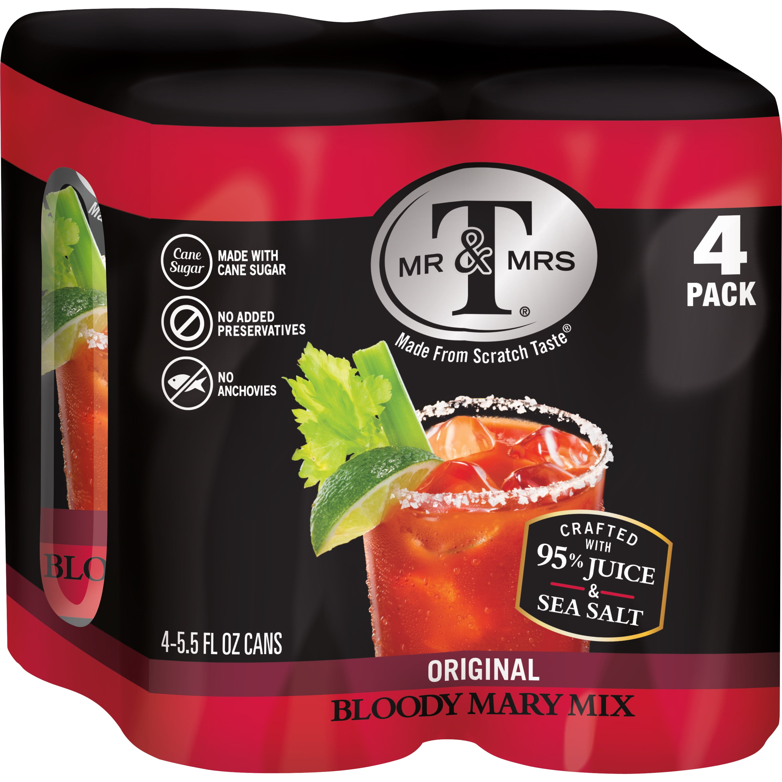 Mr & Mrs T Original Bloody Mary Mix, 5.5 fl oz cans, 4 pack