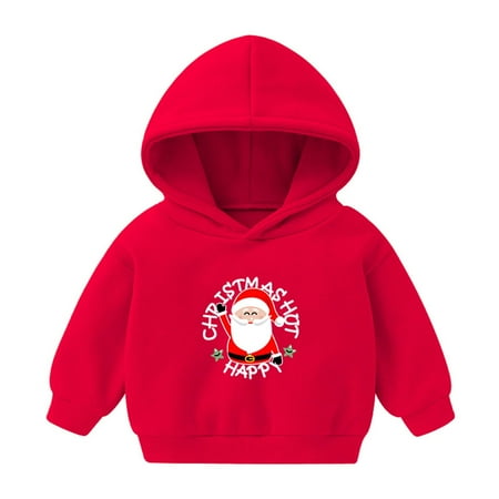 

ZCFZJW 50% Off Clear! Christmas Baby Boys Gilrs Hooded Sweatshirts Cute Xmas Santas Graphic Pullover Tops Long Sleeve Casual Hoodie Outwear Outfits(Red 4-5 Years)