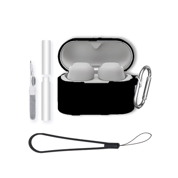 Soft Silicone Protective Case for WF-1000XM6,Shockproof & Anti-Scratch Cover with Keychain,Lanyard & Cleaning Kit,Anti-Lost & Dustproof Protector-Black