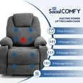 thumbnail image 5 of SOCIALCOMFY Power Lift Recliner Chair for Elderly, Heavy Duty Lift Chair with Heat and Massage, Soft Fabric Recliner Chair with 2 Remote Controls, Cup Holders, Side Pockets & USB Ports (Grey), 5 of 7