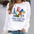 thumbnail image 1 of Hauts de Noël en Solde T-Shirt à Col Rond Imprimé de Noël pour Femmes Manches Longues Blouse Décontractée Blanche TTG, 1 of 1