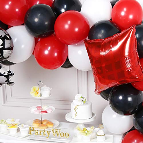12/" Red,Black,White Helium Balloons,Casion,Poker Colour Themed Party Decorations