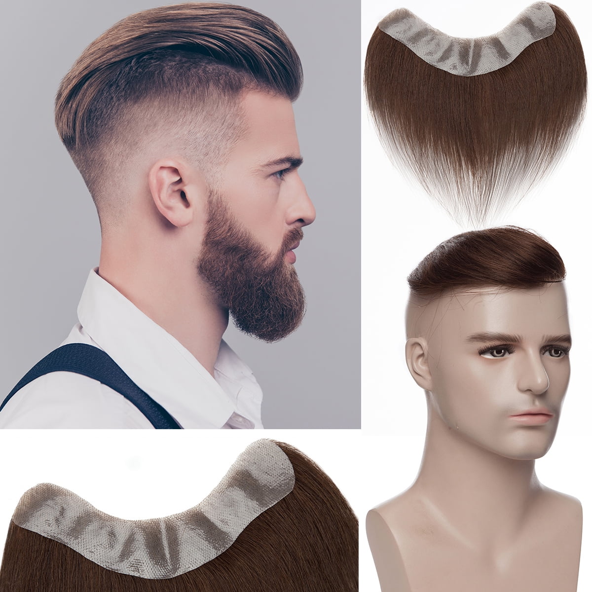 SEGO Men's Hairline Toupee 100% Human Hair Forehead Hairline Replacement Hairpiece V-Shape Mens Hair Topper PU Thin Skin Base Natural Hairline - SEGO Men's Hairline Toupee 100% Human Hair Forehead Hairline Replacement Hairpiece V-Shape Mens Hair Topper PU Thin Skin Base Natural Hairline -