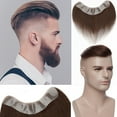 thumbnail image 1 of SEGO Men's Hairline Toupee 100% Human Hair Forehead Hairline Replacement Hairpiece V-Shape Mens Hair Topper PU Thin Skin Base Natural Hairline, 1 of 7