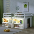 thumbnail image 5 of Canddidliike Twin Size Loft Bed with LED Lights with Staircase and Safety Guardrail-White, Bed Frame Full, 5 of 10