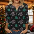 thumbnail image 2 of Christams Shirts for Women Loose Fit V Neck Xmas Tree Snowflakes Printed Plus Size Graphic Tee Festive Holiday Tops (M, Black), 2 of 5