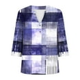 thumbnail image 5 of Women's Plus Size 3/4 Sleeve Tops Casual V-Neck Button Tee Shirts, Basic Loose Fit Tunic Blouse, Printed Comfortable and Stylish Top, Limited Time Off, 5 of 5